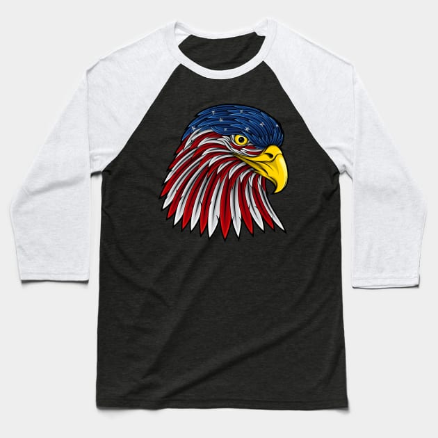 US Flag Eagle Baseball T-Shirt by JagatKreasi